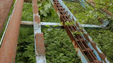 Rails rollercoaster disused Stock Footage 63301314