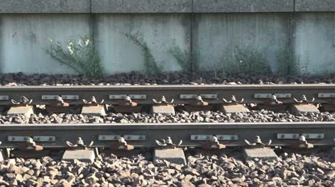 Rails with train Video stock 11888332