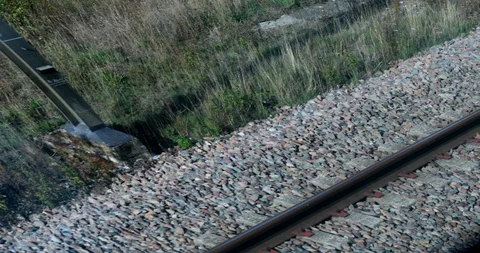 Rails View From The High Speed Train 4K Stock Footage 97012764