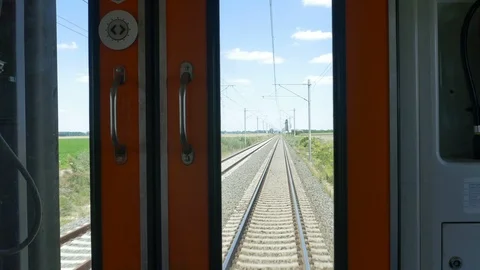 Rails View from Last Car Stock Footage 92735286