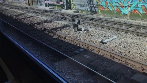 Rails View From Moving Train Vídeo Stock 74247908