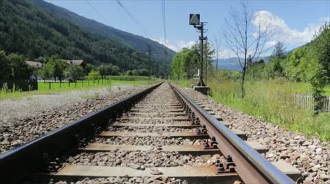 Railtrack into the nature Stock Footage