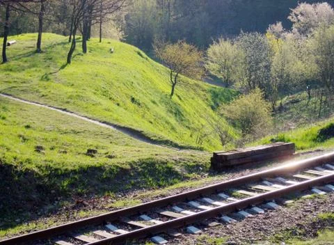 Railway and spring Stock Photos