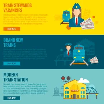 Railway Banner Set Stock Illustration