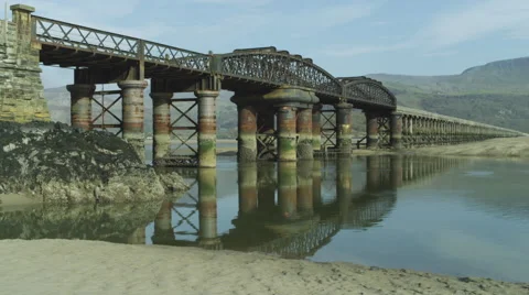 Railway bridge Abberamffra Harbour  Stock Footage 45903953