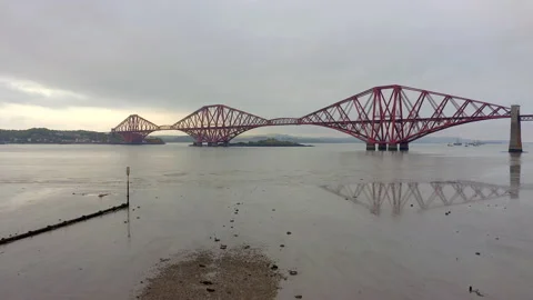 A Railway Bridge Crossing the Forth of Firth in Scotland Stock Footage 154921776