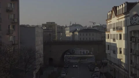 Railway bridge in downtown Stock Footage 147994295