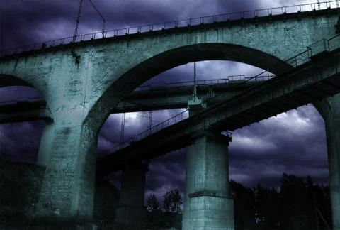 The railway bridge Stock Illustration
