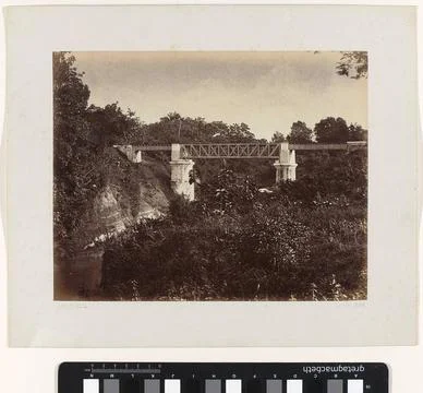 Railway bridge on Java; State railways on Java. Railroad bridge over a riv... Foto stock