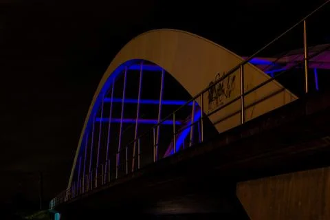 Railway bridge at night Stock Photos