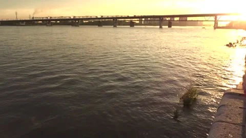 	railway bridge over the Ob River in Siberia Stock Footage 282458052