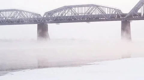 Railway Bridge over the River Stock Footage 10855990