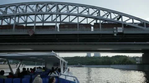 Railway bridge over the river. Stock Footage 22158582