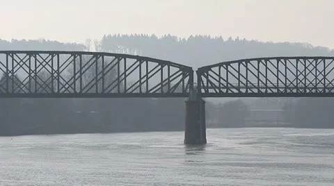 A Railway bridge over the river Stock Footage 35529176