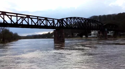 Railway bridge over a river Stock Footage 46272582