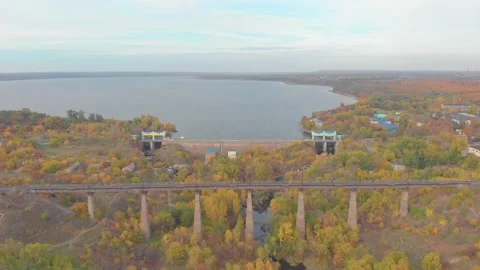 Railway Bridge Over The River Stock Footage 163654397