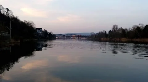 Railway bridge over a river in Germany in Hamelin Stockbeeldmateriaal 48389268