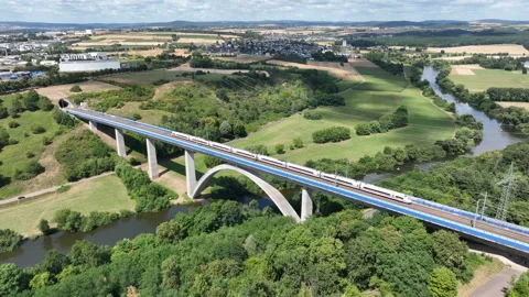 Railway bridge over River Lahn Stock Footage 340326863
