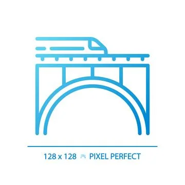 Railway bridge pixel perfect gradient linear vector icon Ilustração Stock