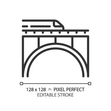 Railway bridge pixel perfect linear icon Stock-Illustration