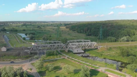 Railway Bridge River Stock Footage 135570461