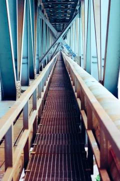 Railway bridge structural elements Foto stock