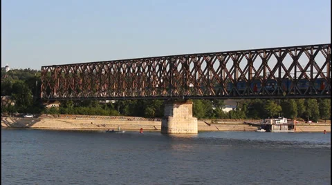 Railway bridge, train Stock Footage 32272852