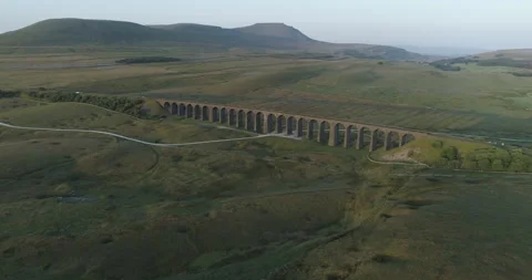 Railway bridge in a valley Stock Footage 166702936