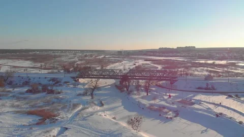 Railway Bridge Winter Stock Footage 148772217