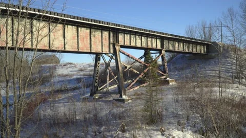 Railway bridge in winter Stock Footage 230466397
