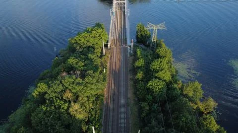 A railway built on a river Stock Photos