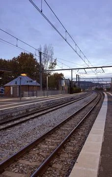 Railway with catenary Stock Photos