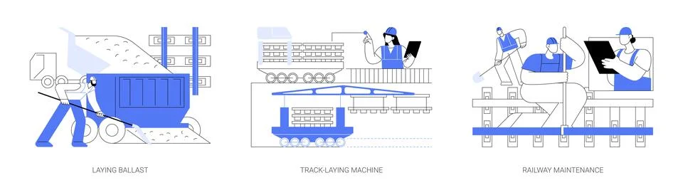 Railway construction abstract concept vector illustrations. Stock Illustration