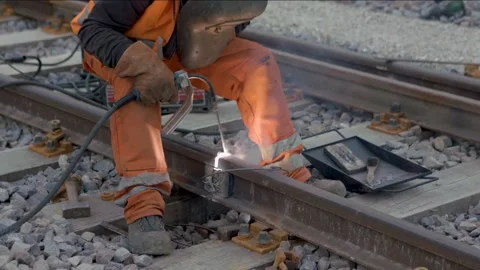 Railway construction work Stock-Footage 217424760