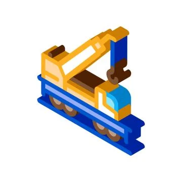Railway crane isometric icon vector illustration Stock Illustration