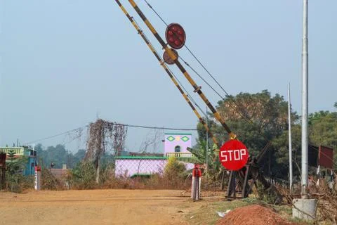 Railway Crossing Gate Foto stock