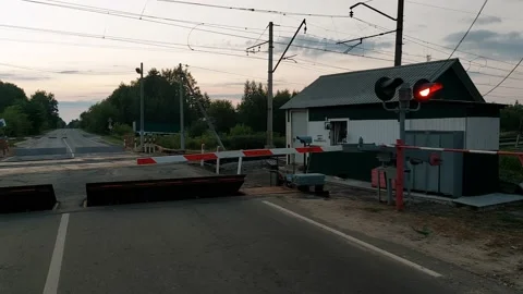 Railway crossing is regulated Stock Footage 201971360