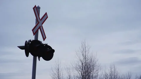 Railway Crossing Sign Stock-Footage 33692029