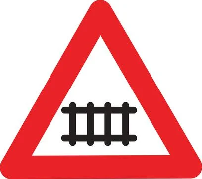 Railway Crossing Warning Sign  Stock Illustration