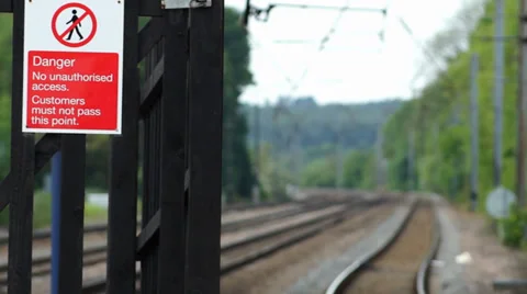 Railway Danger Fast Train passing through landscape Stock Footage 38287122