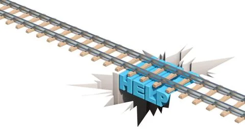 Railway danger Help concept 3D Stock-Illustration