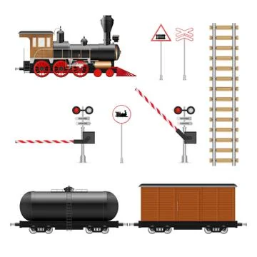 Railway elements vector illustration isolated on white background Stock Illustration