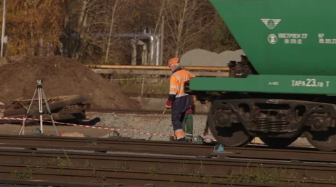 Railway employee Stock Footage 31874097