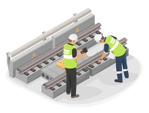 Railway Engineer Inspector at construction of SkyTrain Bridge Stock Illustration
