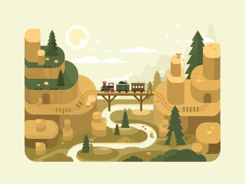 Railway flat design Stock Illustration