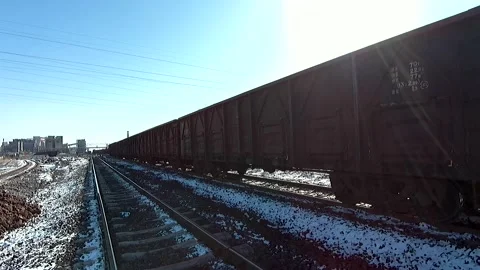 Railway freight trains in transit Stock Footage 150192786