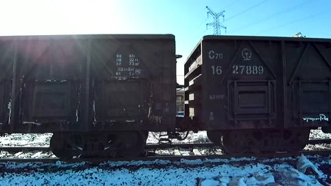 Railway freight trains in transit Stock Footage 150194161