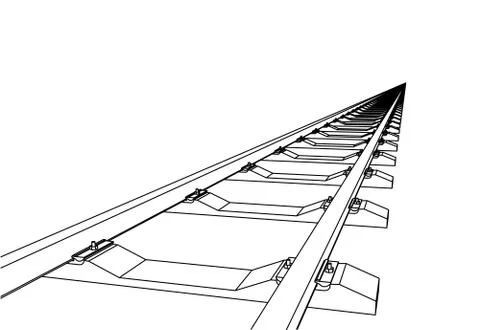 The railway going forward. 3d vector illustration on a white Stock Illustration