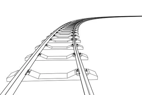 The railway going forward. 3d vector illustration on a white Stock Illustration