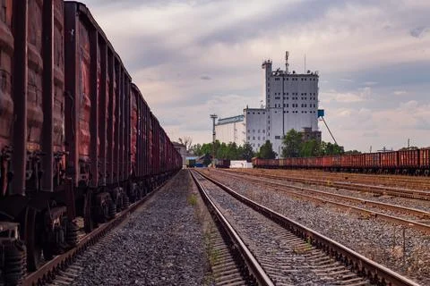 Railway to the Grain Elevator Stock Photos